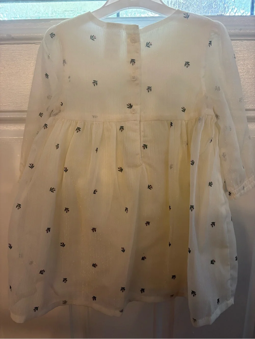 Carter's Cream Dress with Black Floral Accents and bow